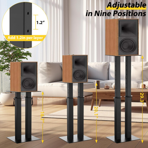 Height Adjustable Speaker Stands with Cable Manage 1