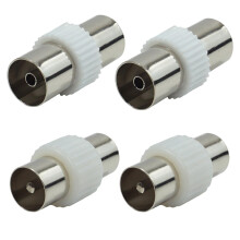LLFYXM 4 PCS Coaxial Cable Connectors, Premium Nickel Plated 2x Male to Male and 2x Female to Female Aerial Connectors Suitable for Signal Transmissi