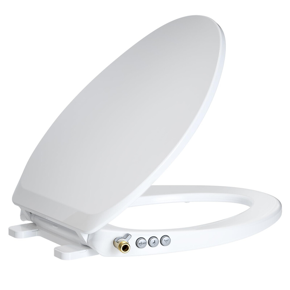 Bidet Toilet Seat With Dual Nozzles, Nonelectric, Selfcleaning, Slowclose Lid, Fits Elongated Toilets 9094768947968
