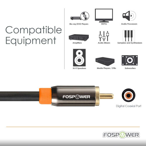 FosPower 1.8M/6FT Digital Audio Coaxial Cable, 24K 2