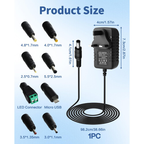 Universal Power Supply Adapter 12V 1A 12W AC to DC 1