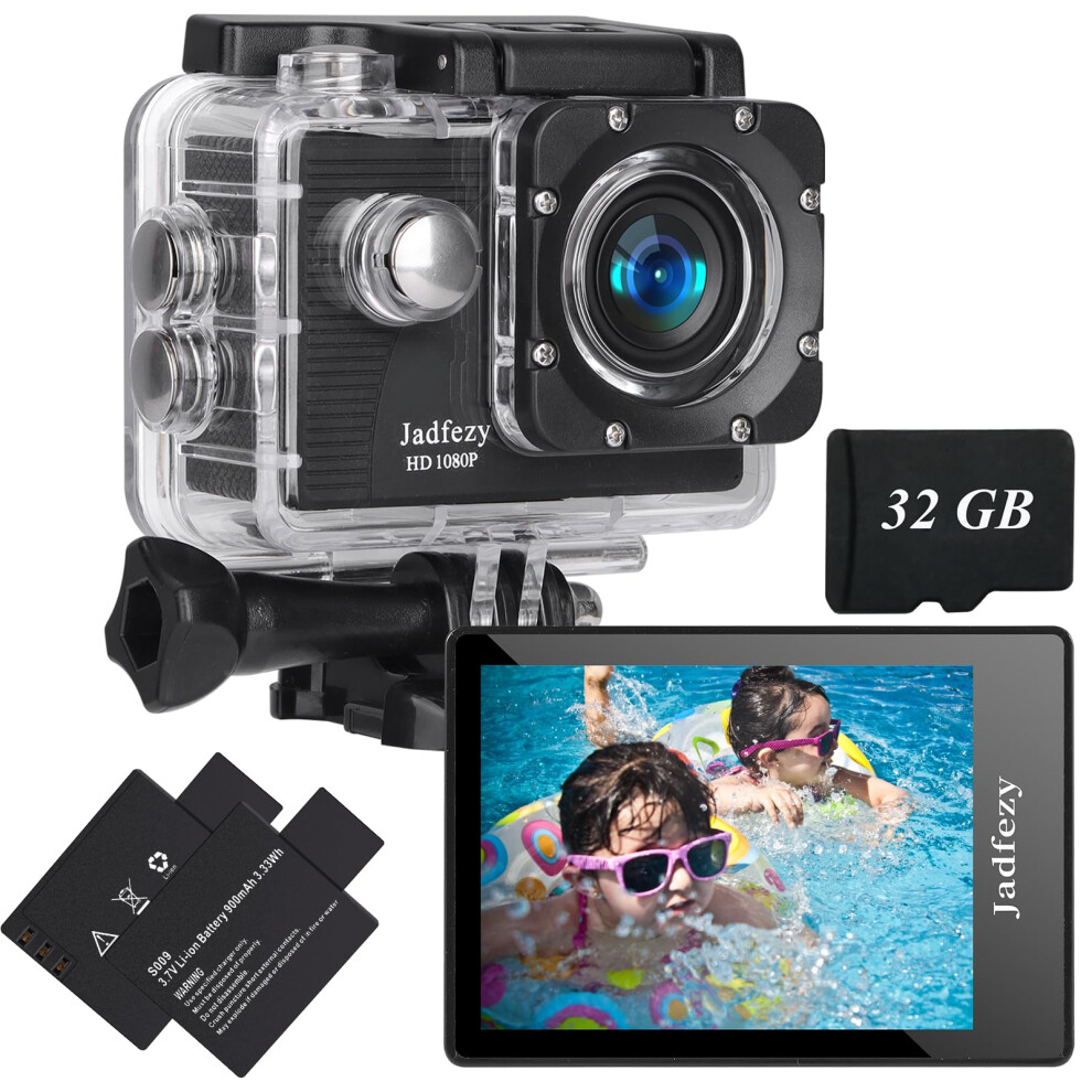 Jadfezy Action Camera Fhd 1080P With 32Gb Card, 98 35324003