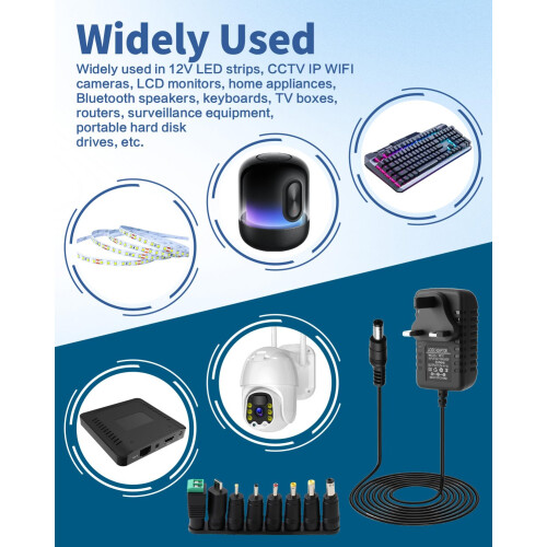 Universal Power Supply Adapter 12V 1A 12W AC to DC 2