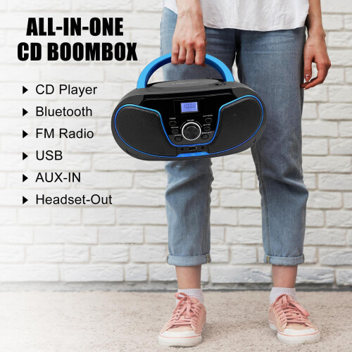 LONPOO Portable Boombox CD Player Stereo Sound wit 1