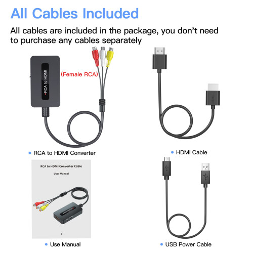 RCA to HDMI Cable Converter - CVBS Composite AV to 1