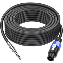 Jumwa 1M Speakon to 1/4" TS Speaker Cables for Aud