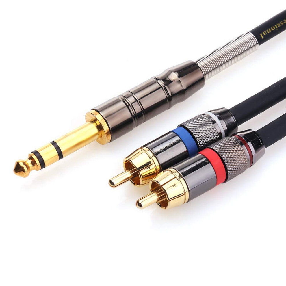 Tisino 6.35Mm Jack To Phono Cable, 6.35Mm Trs To Rca Stereo Audio Cable 1/4 Inch Jack To 2 Rca Male Y-Splitter Lead - 3M 49777369