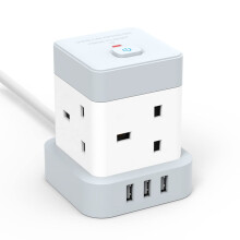 Baykul Extension Lead Cube Power Strip with 3 USB