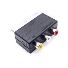 JZK Scart to 3-RCA Phono Sockets Adaptor, Scart Ma