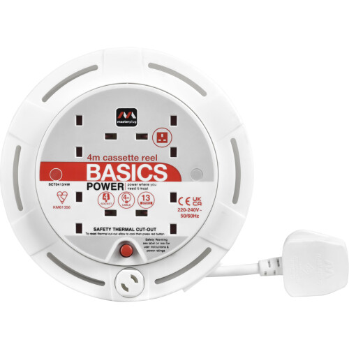 Masterplug Four Socket, 4 Metre Cassette Reel, Sma