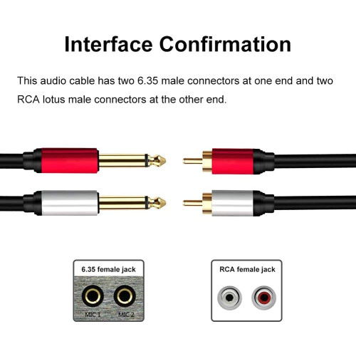 Yeung Qee 2 x 6.35 mm to 2 RCA Stereo Audio Interc 2