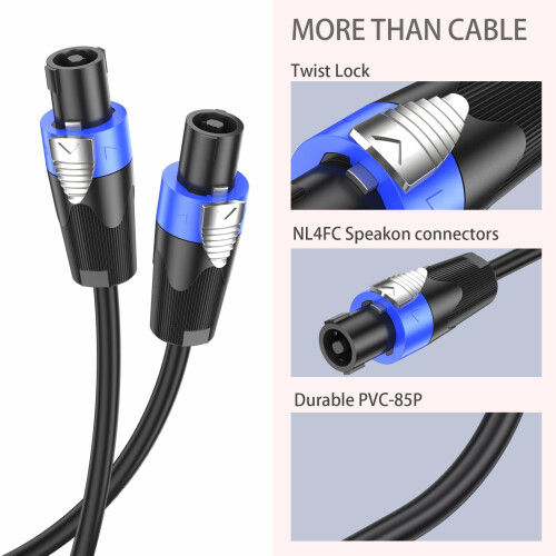 GCTBL 5M Speakon Cable Audio Amplifier Speakon to 1
