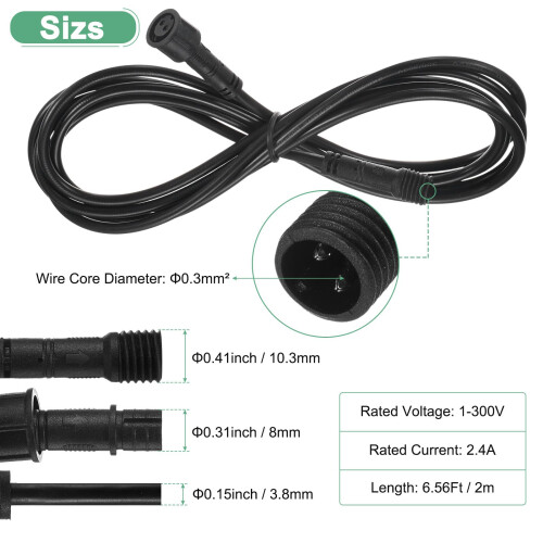 M METERXITY 5-Pack Waterproof Extension Cable, 2 P 2