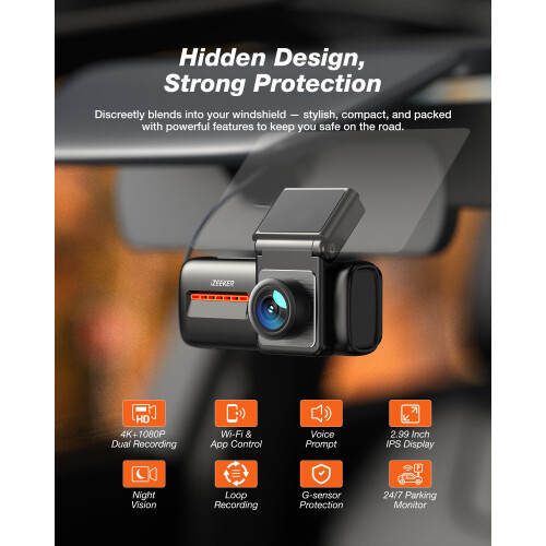 iZEEKER 4K Dash Cam Front and Rear, WiFi 6 Dashcam 1