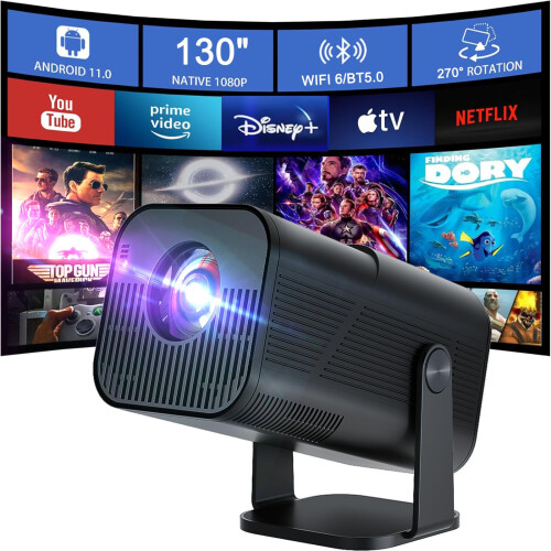 Projector with WiFi and Bluetooth, Full HD 4K Auto