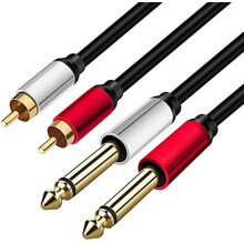 Yeung Qee 2 x 6.35 mm to 2 RCA Stereo Audio Interc