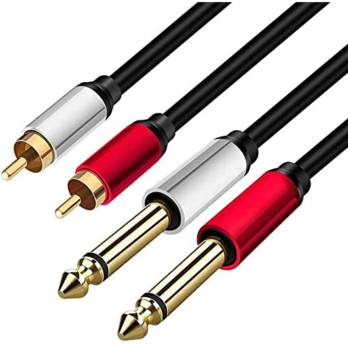 Yeung Qee 2 x 6.35 mm to 2 RCA Stereo Audio Interc