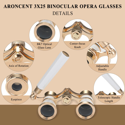 Aroncent Portable Binoculars, 3 x 2.5 Magnificatio 1