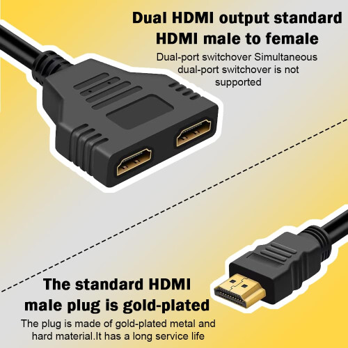 HDMI Double Adapter Splitter , 1x IN to 2x OUT , S 2
