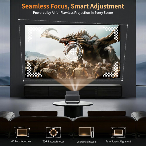 INFGO Smart Projector 800 ANSI, Native 1080P 4K-Su 2