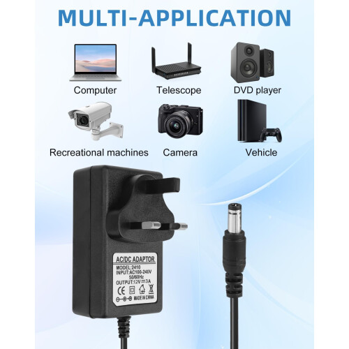 Universal Power Supply Cable Adapter UK 12V 3A 36W 2