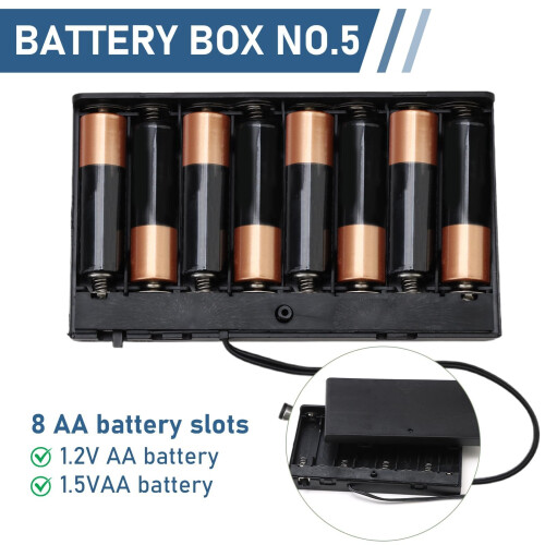 12V 8 x AA Battery Holder Case with 2.1mm x 5.5mm 2