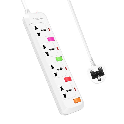 Mscien 4 Way Extension Lead with Switches, Wall Mo