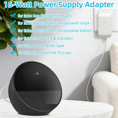 15W Power Supply Charger for Echo Dot 3rd 4th 5th 2