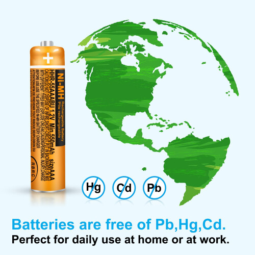 6 Pack 550mAh 1.2V AAA Rechargeable Batteries HHR- 2