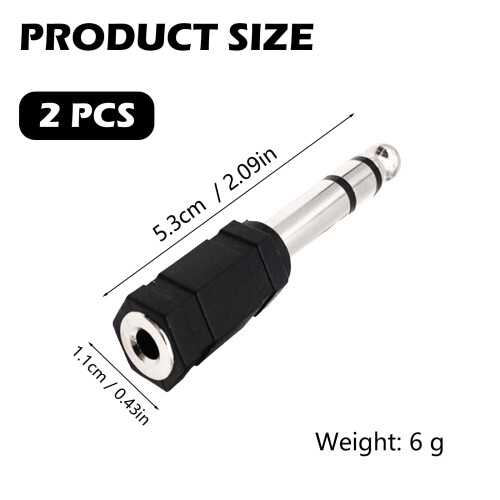 2 PCS Headphone Jack Adapter, 6.5mm Male to 3.5mm 1