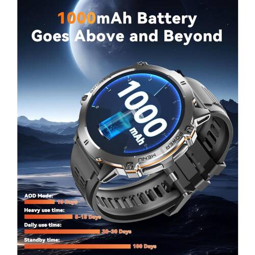 OUKITEL OUKITEL Military Smart Watch for Men Answer/Make C 1