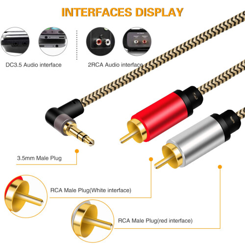 3.5mm to 2RCA Audio Cable 3M,Hanprmeee [Dual Shiel 2