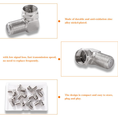 KUOQIY 10 PCS F-Type Right Angle Adapter, SAT Angl 2