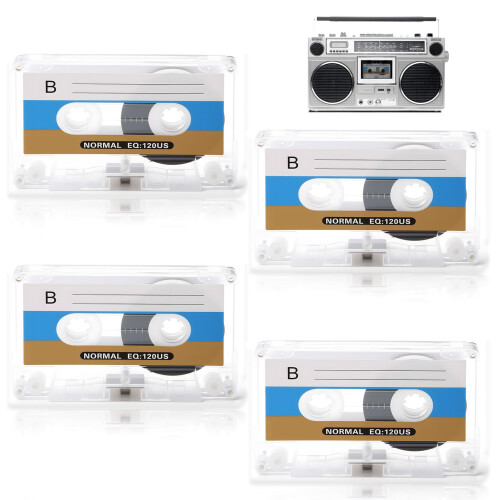 4 Pack Blank Cassette Tapes 60min, Recording MC-60