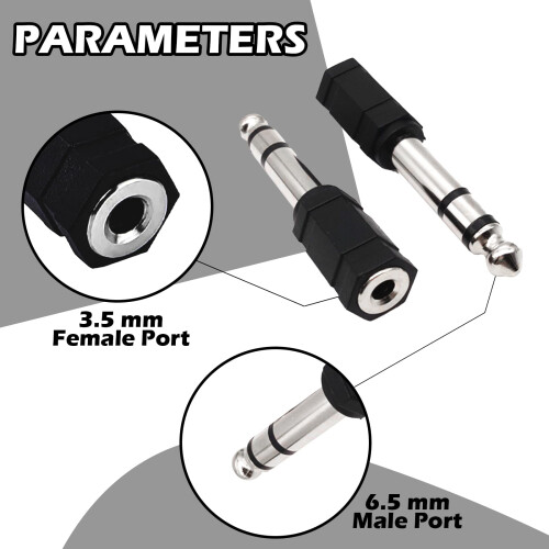 2 PCS Headphone Jack Adapter, 6.5mm Male to 3.5mm 2