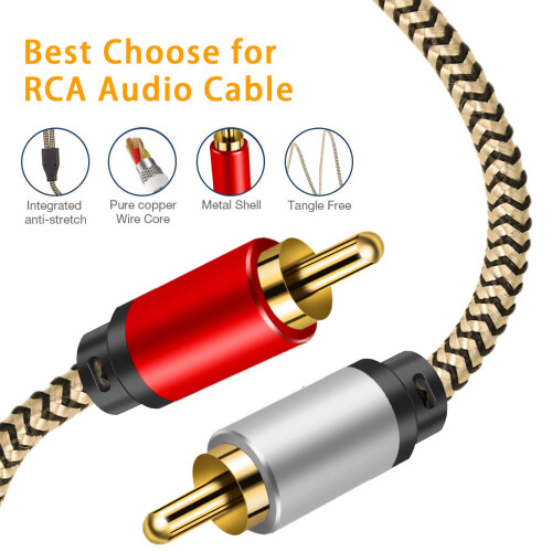 3.5mm to 2RCA Audio Cable 3M,Hanprmeee [Dual Shiel 1
