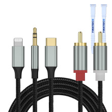 YIMATEECO RCA Cable, 3.5mm/USB Type C/Lightning to