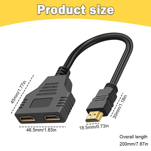 HDMI Double Adapter Splitter , 1x IN to 2x OUT , S 1