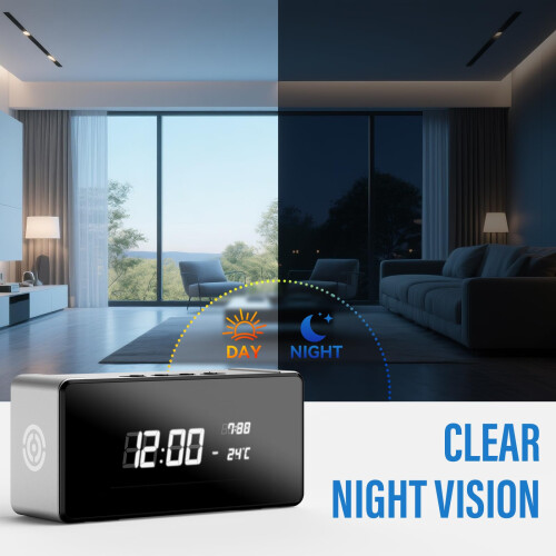 Tccbac 4k WiFi Clock Video Camera - Nanny Cam for 2
