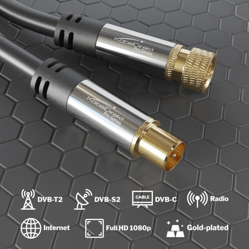 SAT/Aerial Cable with break-proof metal plugs – 1m 1