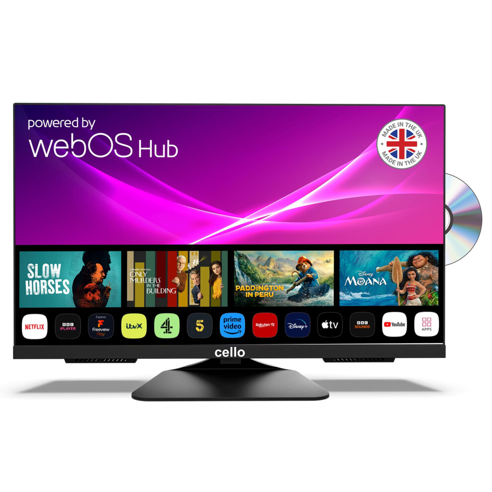 Cello C2425wsf 24 Inch Smart Frameless Tv/Dvd Pitch Perfect Speakers Ultrafast Webos, Freeview Play, Freesat, Bluetooth, Netflix Small Tv For Kitchen