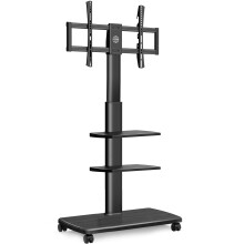 FITUEYES TV Stand on Wheels with 20mm Wood Base fo