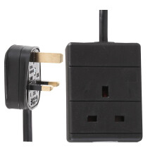 PRO ELEC PELB1799 1 Gang Extension Lead 0.5m, Black