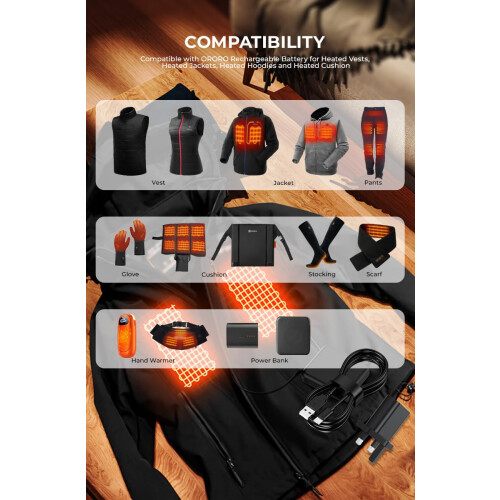 Heated Gilet Charger Compatible with ORORO Battery 1