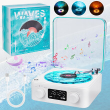 The Waves Vinyl Record Player with RGB Light, Blue