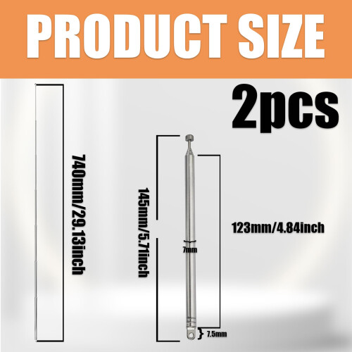 2PCS Radio Antenna Replacement,7 Sections Telescop 1