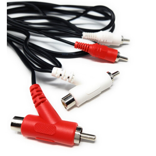 DRUT 2m 2 Way Twin 2 x RCA Phono Plug to Plug, Sta 1