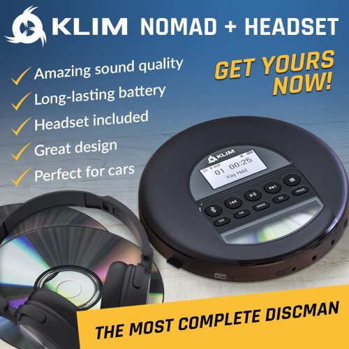 KLIM Nomad - Portable CD Player with Long-Lasting 1