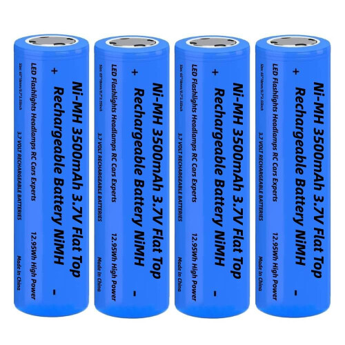 4 Pack 3500mAh Battery 3.7V, Ni-MH 3.7Volt Flat To