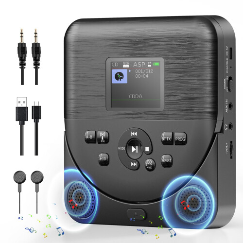 Portable CD Player, FELEMAN Bluetooth CD Player wi